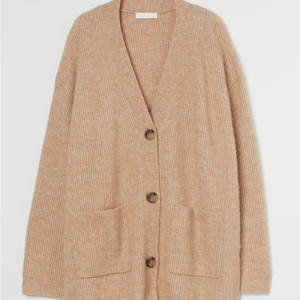 H&M Rib Knit Sweater Size Small Beige Melange